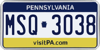 PA license plate MSQ3038