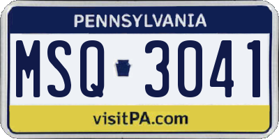 PA license plate MSQ3041