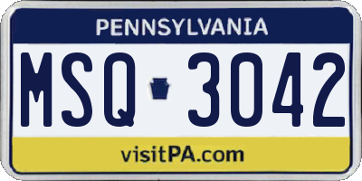 PA license plate MSQ3042