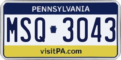 PA license plate MSQ3043