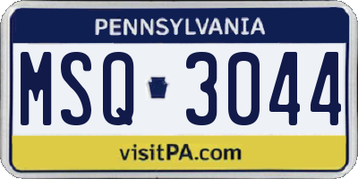 PA license plate MSQ3044