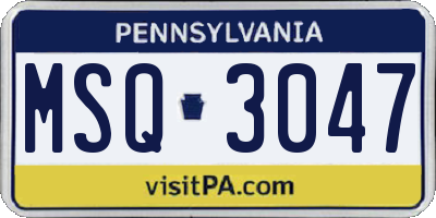 PA license plate MSQ3047
