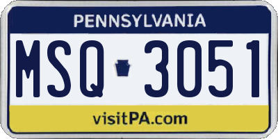 PA license plate MSQ3051