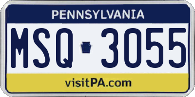 PA license plate MSQ3055