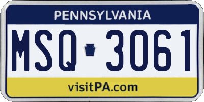 PA license plate MSQ3061