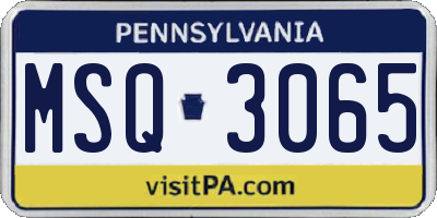 PA license plate MSQ3065