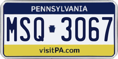 PA license plate MSQ3067
