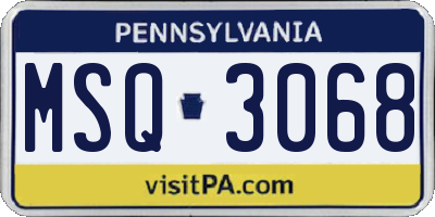 PA license plate MSQ3068