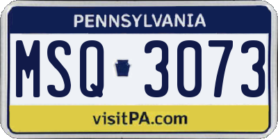 PA license plate MSQ3073