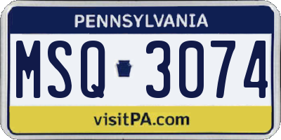 PA license plate MSQ3074