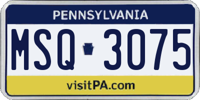 PA license plate MSQ3075