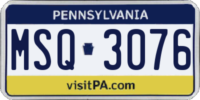 PA license plate MSQ3076