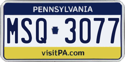 PA license plate MSQ3077