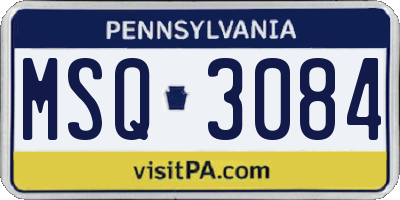 PA license plate MSQ3084