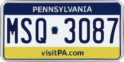 PA license plate MSQ3087