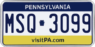 PA license plate MSQ3099