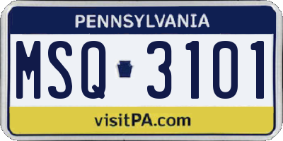 PA license plate MSQ3101