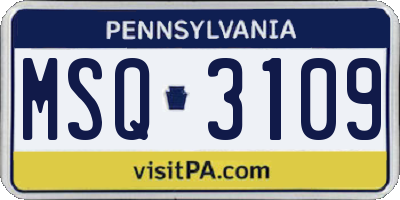 PA license plate MSQ3109