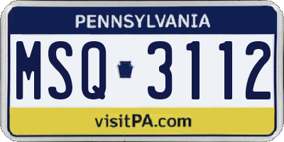 PA license plate MSQ3112