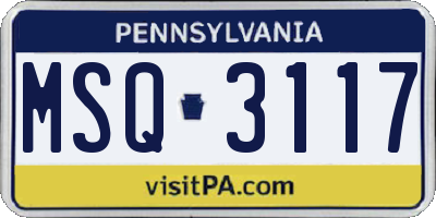 PA license plate MSQ3117