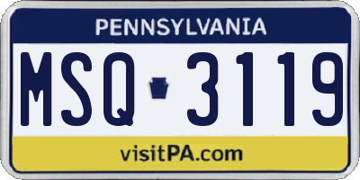PA license plate MSQ3119