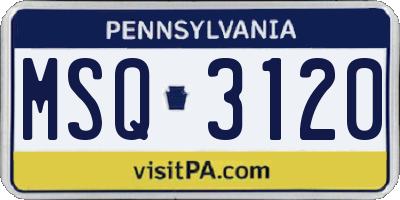 PA license plate MSQ3120