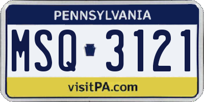 PA license plate MSQ3121