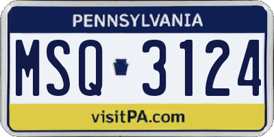 PA license plate MSQ3124
