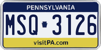 PA license plate MSQ3126