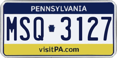 PA license plate MSQ3127