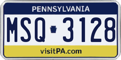 PA license plate MSQ3128