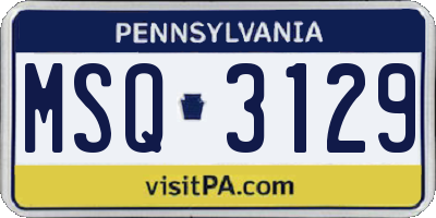 PA license plate MSQ3129