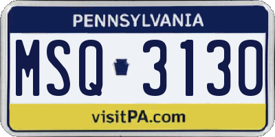 PA license plate MSQ3130