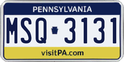 PA license plate MSQ3131
