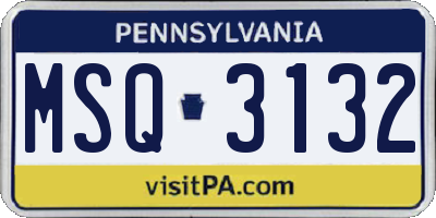 PA license plate MSQ3132