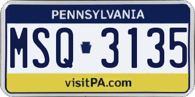 PA license plate MSQ3135