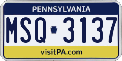 PA license plate MSQ3137
