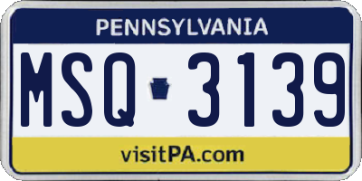 PA license plate MSQ3139