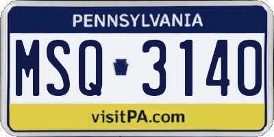 PA license plate MSQ3140