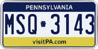 PA license plate MSQ3143
