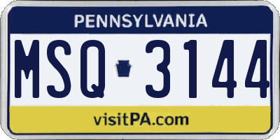 PA license plate MSQ3144