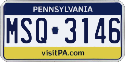 PA license plate MSQ3146