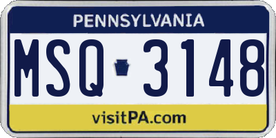 PA license plate MSQ3148