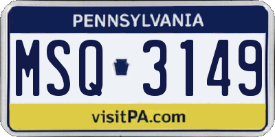 PA license plate MSQ3149
