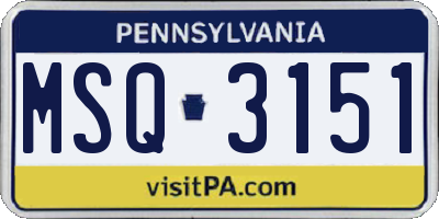 PA license plate MSQ3151