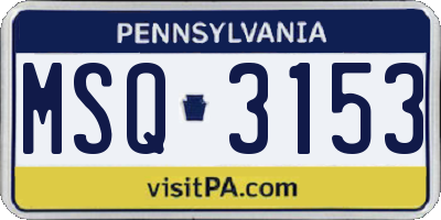 PA license plate MSQ3153