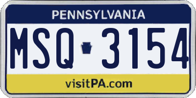 PA license plate MSQ3154