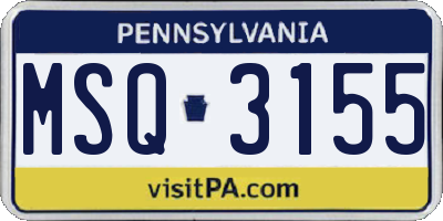 PA license plate MSQ3155