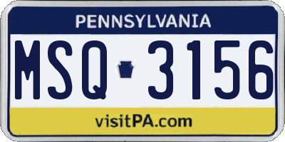 PA license plate MSQ3156