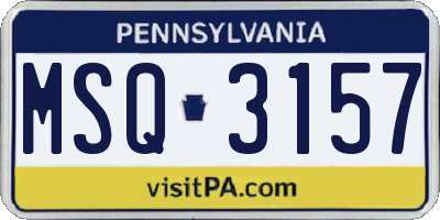 PA license plate MSQ3157